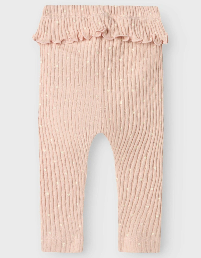 Baby Girls Printed Ribbed Leggings - Peach Whip