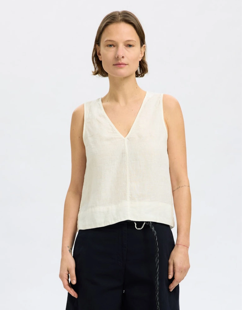 Femme Linna Sleeveless Reversible Linen Top Snow White