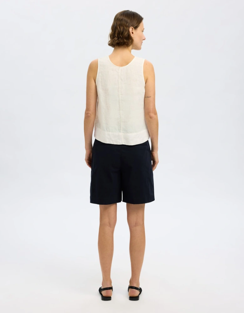 Femme Linna Sleeveless Reversible Linen Top Snow White