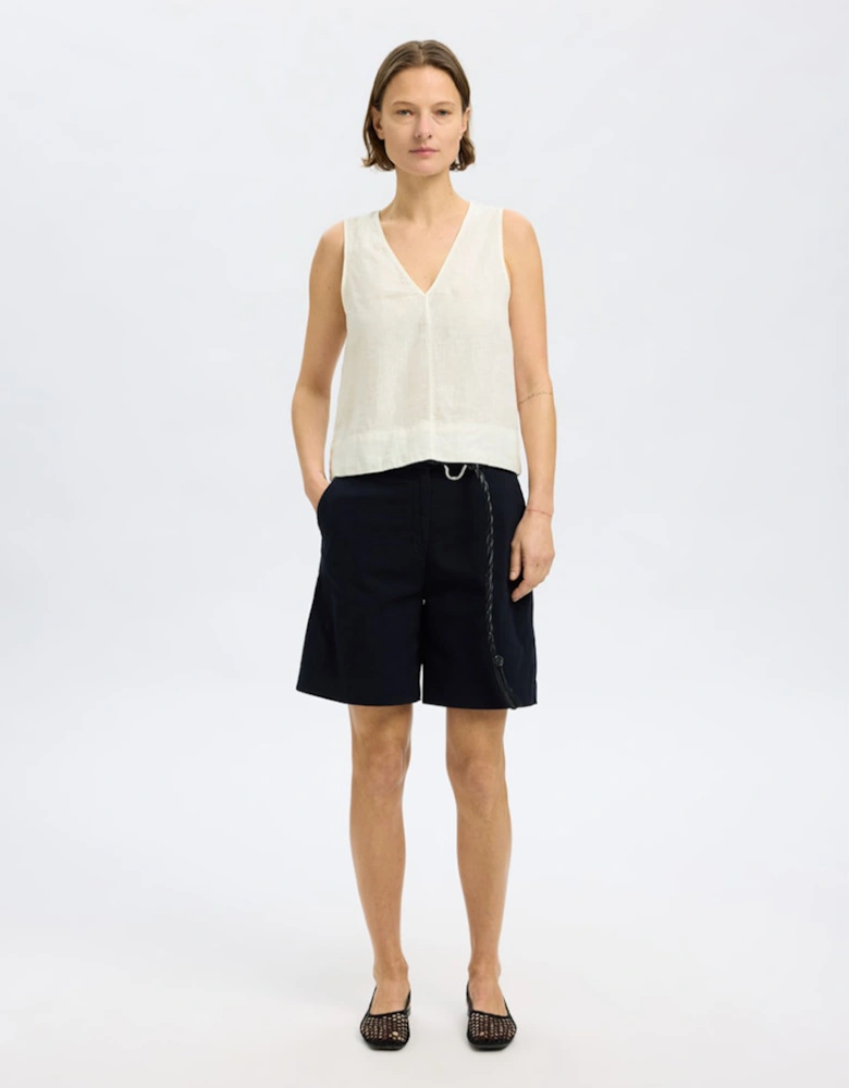 Femme Linna Sleeveless Reversible Linen Top Snow White