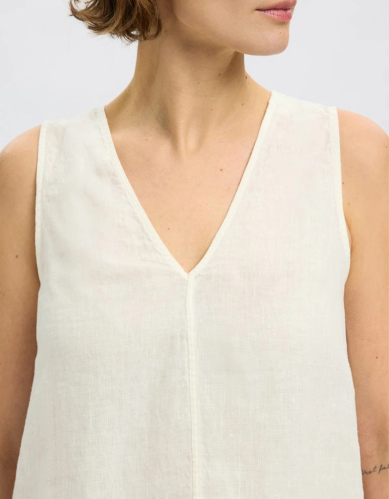 Femme Linna Sleeveless Reversible Linen Top Snow White
