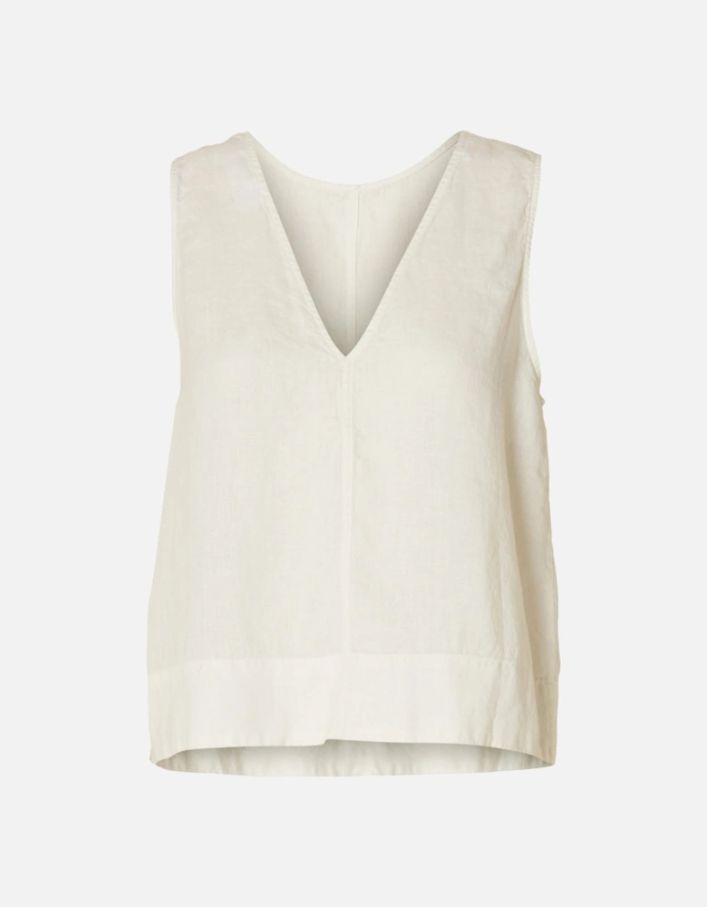 Femme Linna Sleeveless Reversible Linen Top Snow White