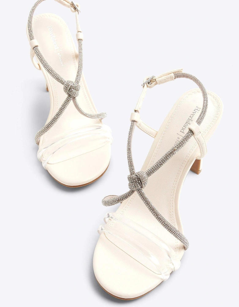 Diamante Twist Heel Sandals - White