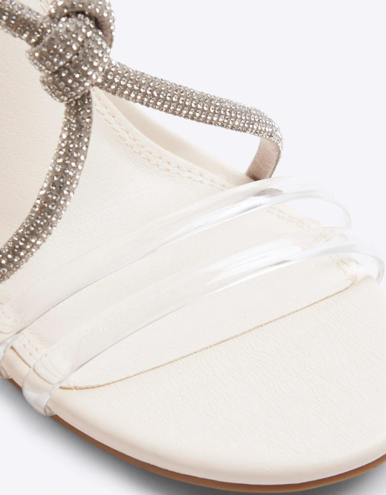 Diamante Twist Heel Sandals - White