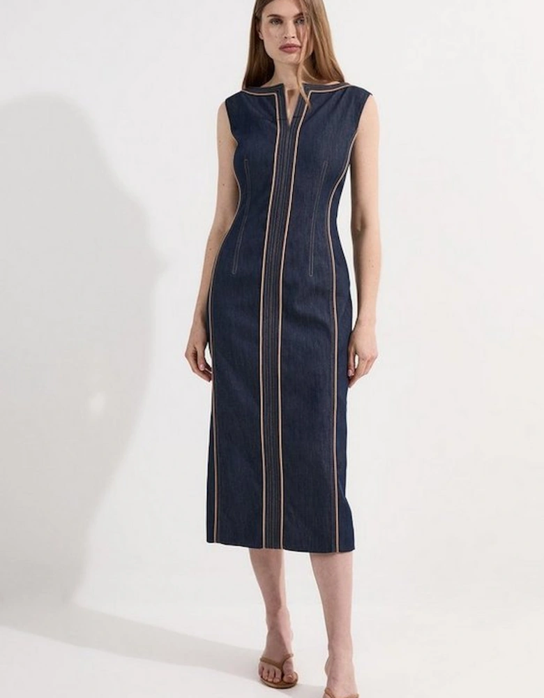 Archive Collection - Tailored Denim Pocketed Maxi Dress