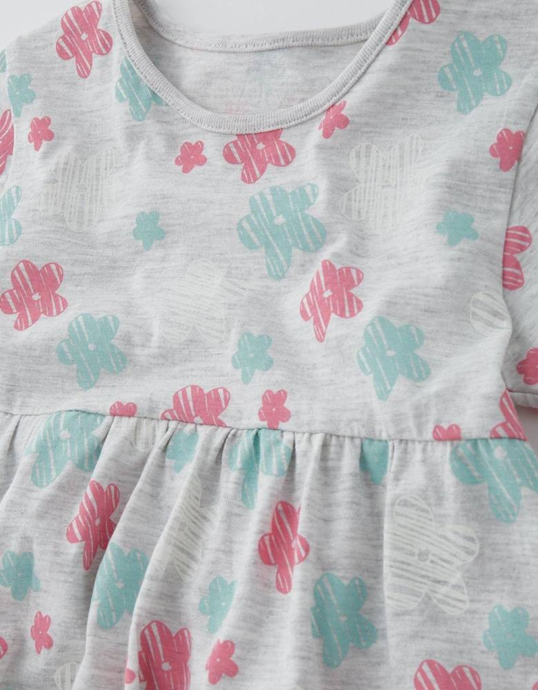 Girls Floral Short Sleeve Single Jersey Dress