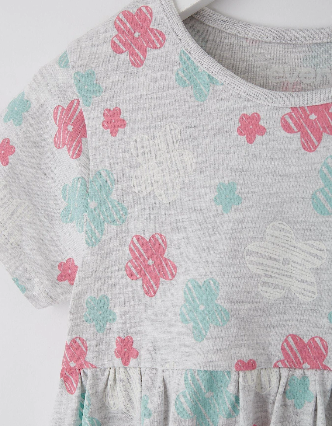 Girls Floral Short Sleeve Single Jersey Dress
