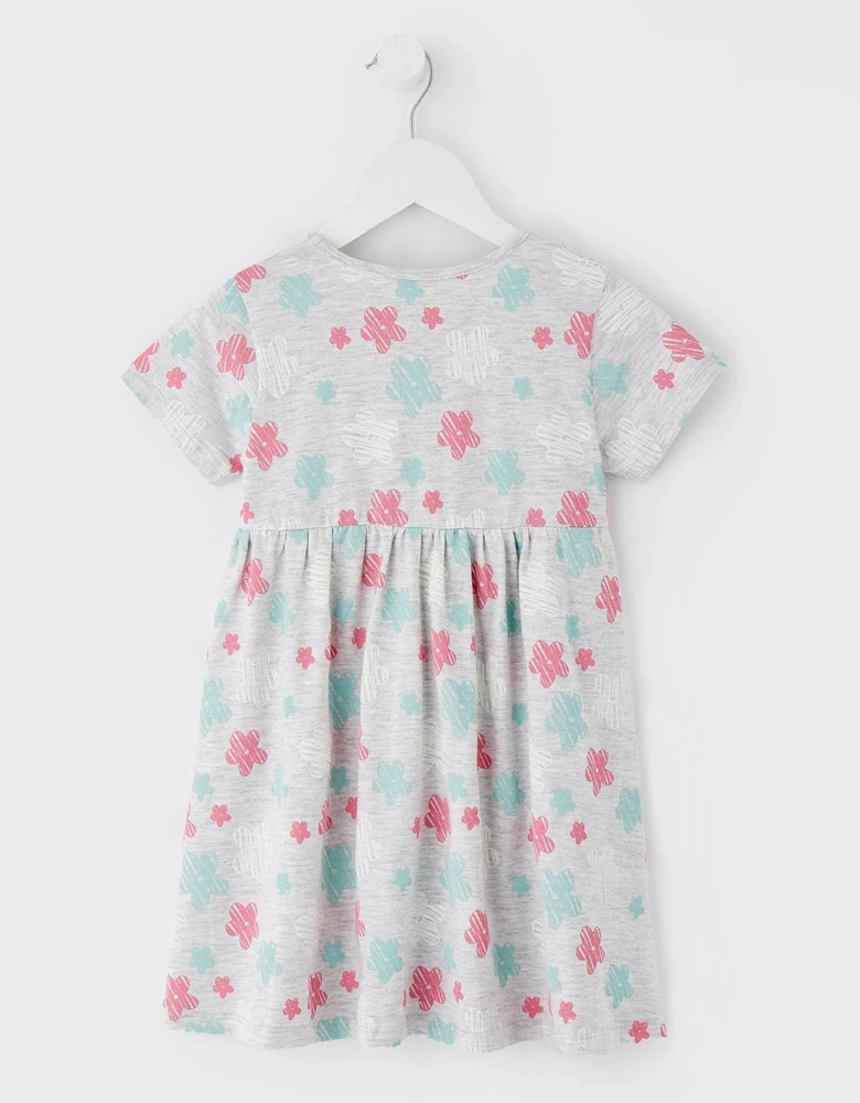 Girls Floral Short Sleeve Single Jersey Dress