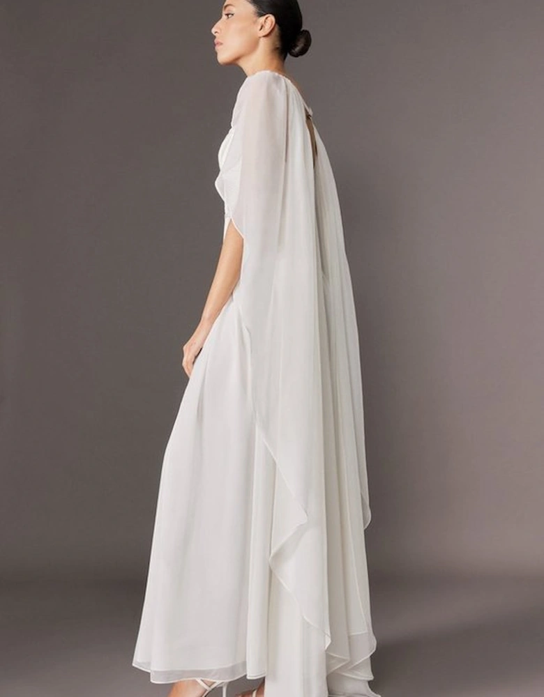 Archive Collection - Corset Detail Georgette Cape Woven Maxi Dress