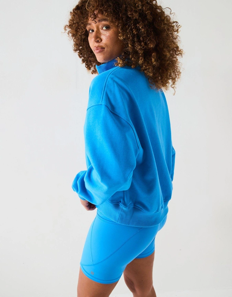 Womens Training Revive Crop Half Zip - Blue