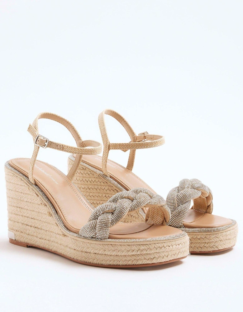 Open Toe Wedge Sandals - Silver