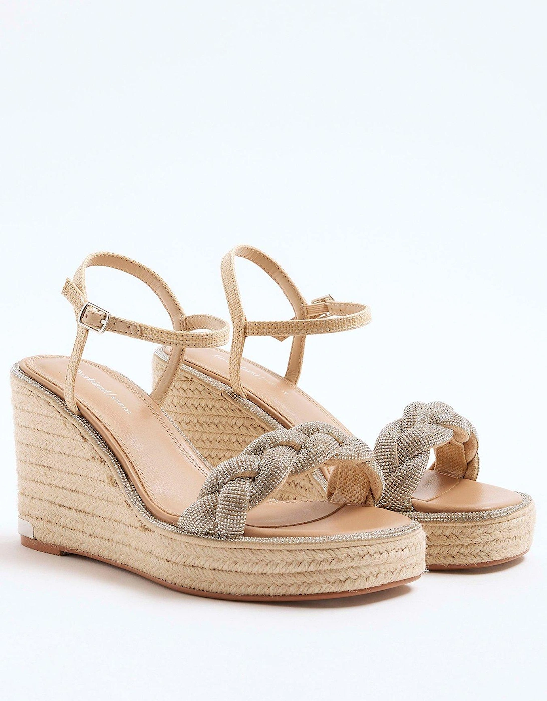 Open Toe Wedge Sandals - Silver