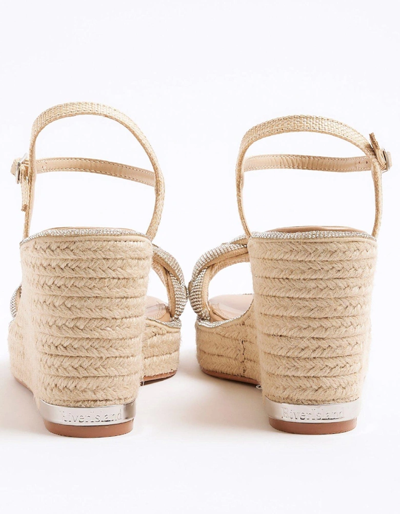 Open Toe Wedge Sandals - Silver