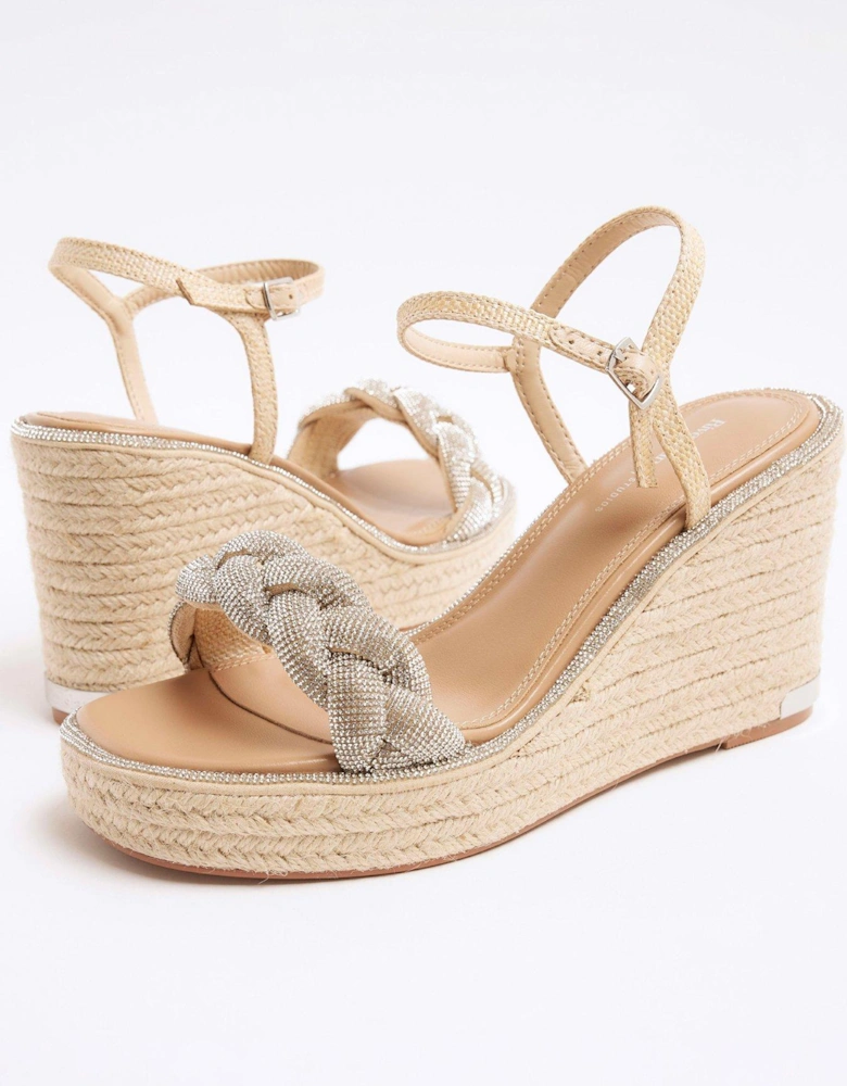 Open Toe Wedge Sandals - Silver