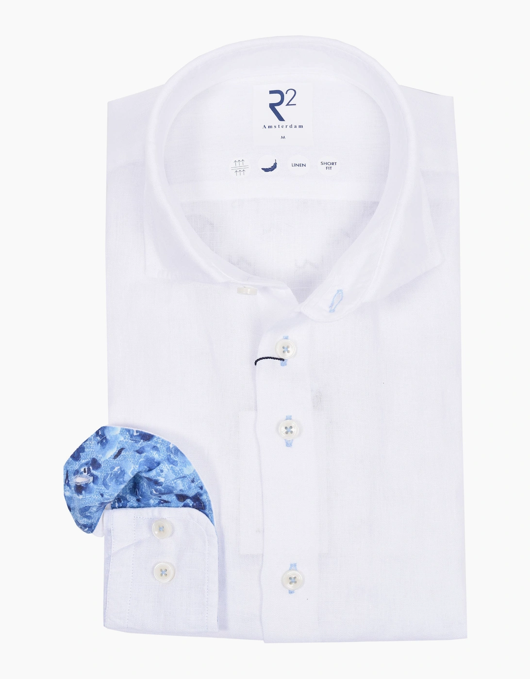 Men's R2 Long Sleeve Linen Shirt White - Size: 38