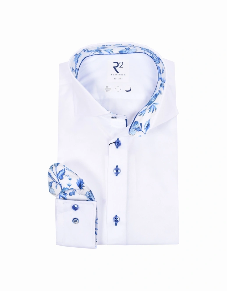 Cut Away Collar Long Sleeved Shirt White