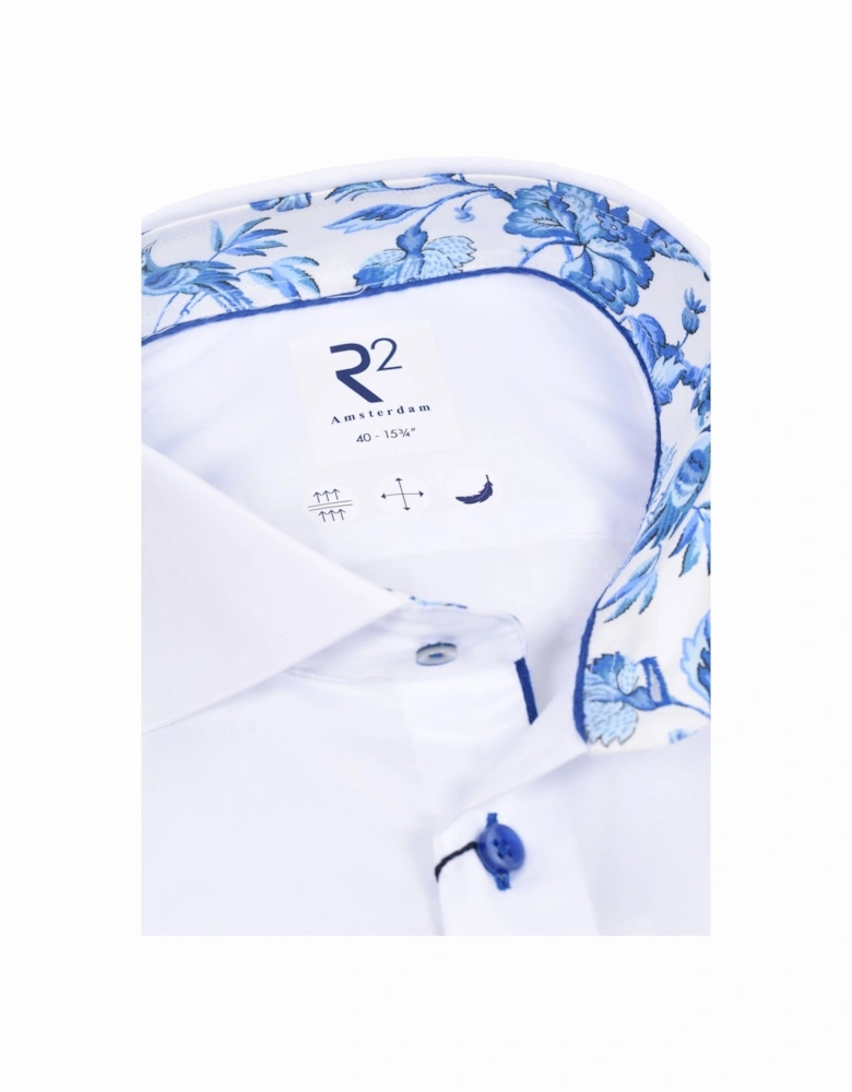 Cut Away Collar Long Sleeved Shirt White