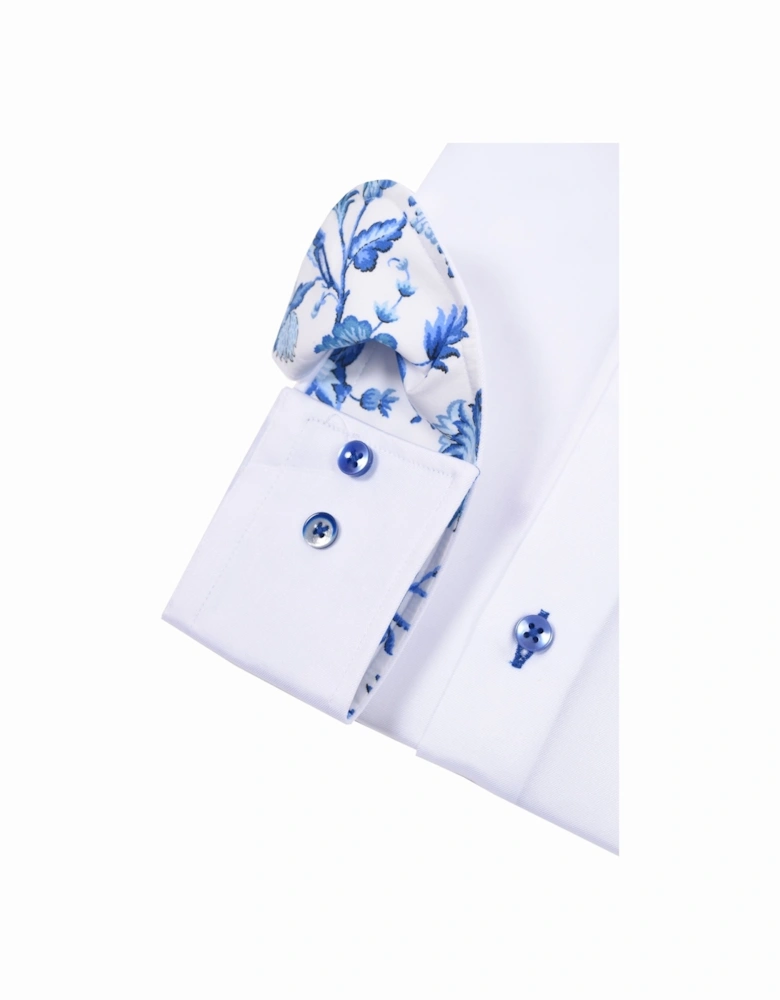 Cut Away Collar Long Sleeved Shirt White