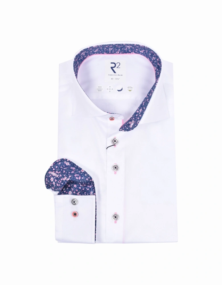 Cut Away Collar Long Sleeved Shirt White