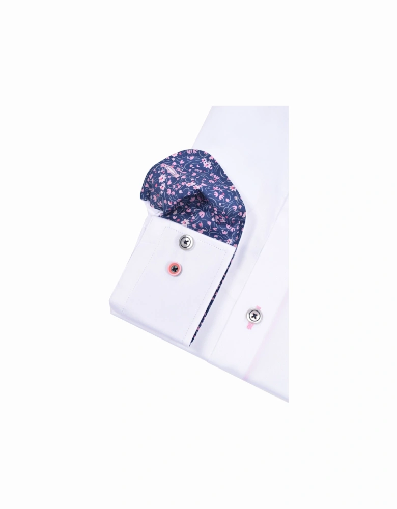 Cut Away Collar Long Sleeved Shirt White