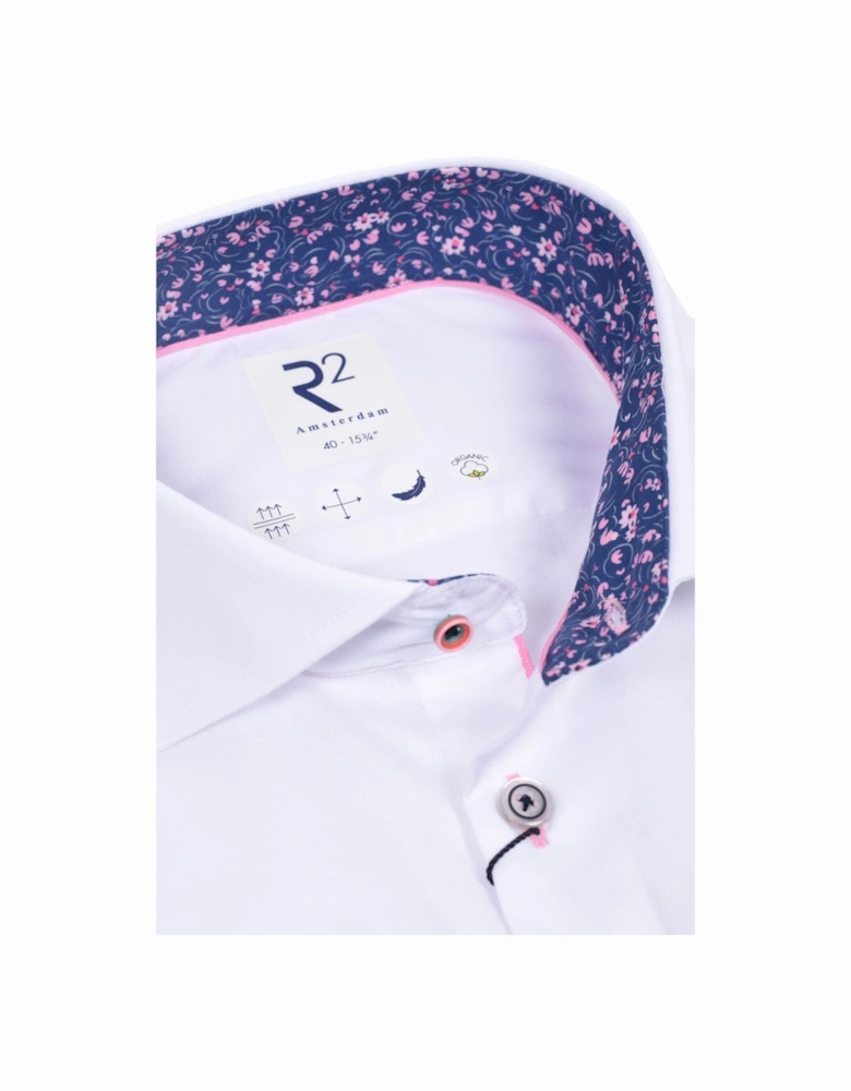 Cut Away Collar Long Sleeved Shirt White