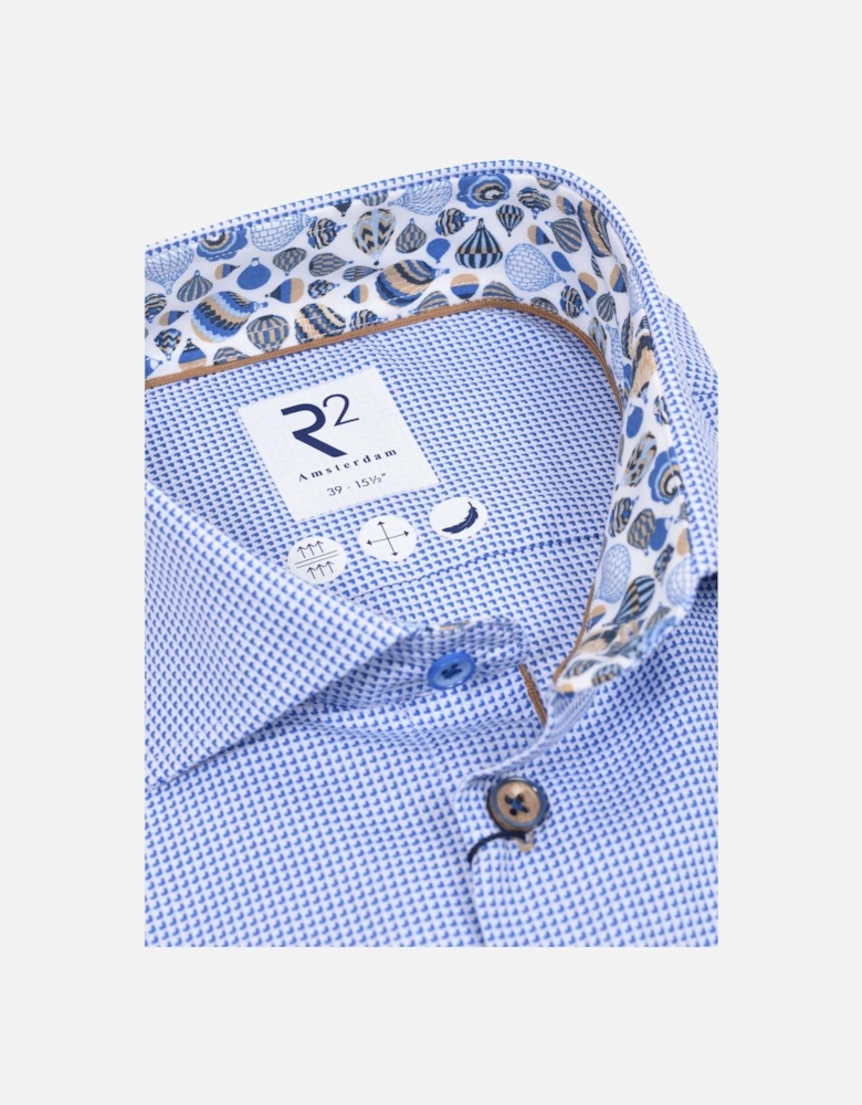 Cut Away Collar Long Sleeved Shirt Blue