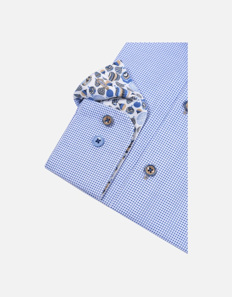 Cut Away Collar Long Sleeved Shirt Blue