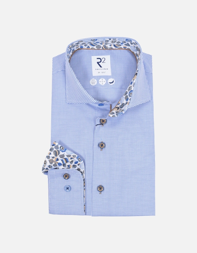 Cut Away Collar Long Sleeved Shirt Blue