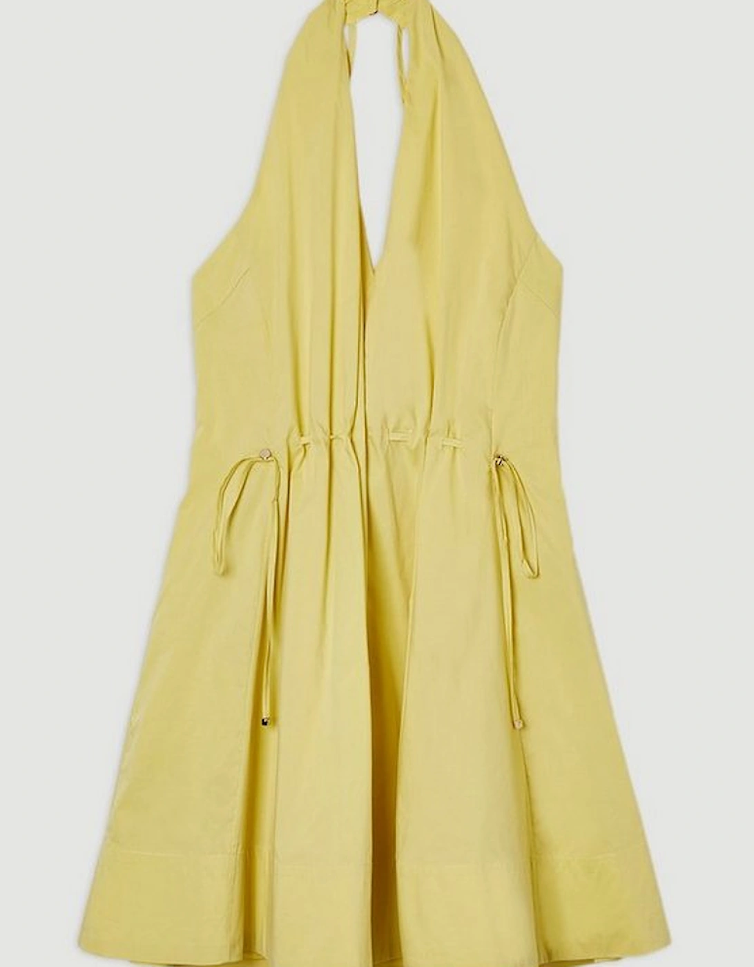 Cotton Ruched Waist Woven Mini Dress