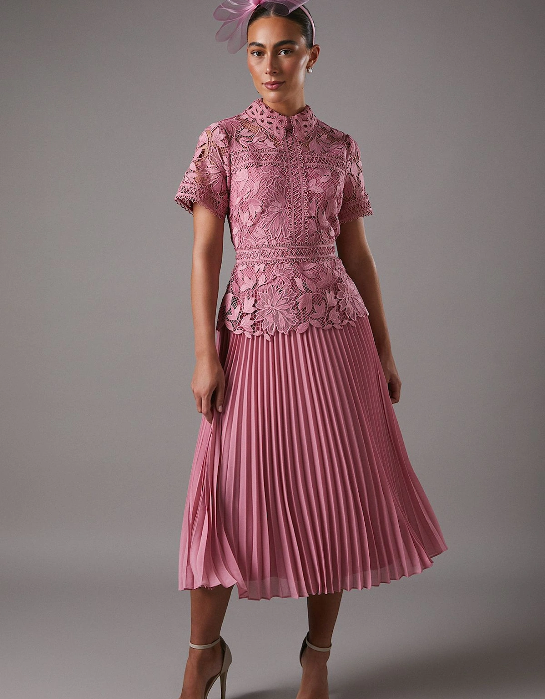 Lace Top Pleated Dress, 2 of 1