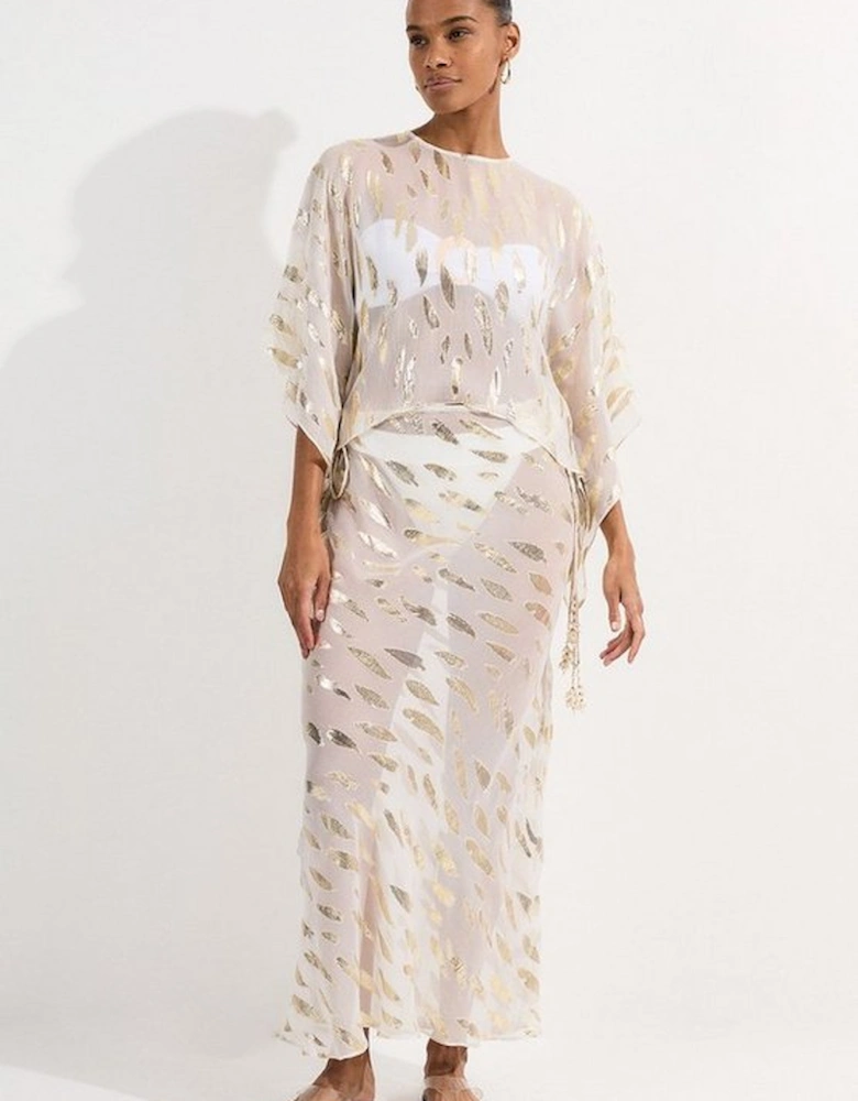 Beach Metallic Thread Kimono Sleeve Top