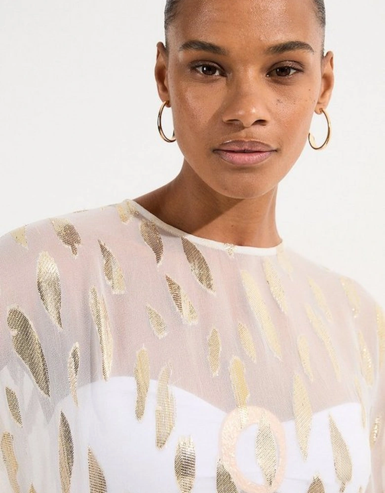 Beach Metallic Thread Kimono Sleeve Top