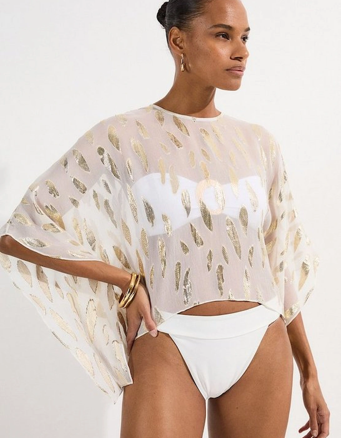 Beach Metallic Thread Kimono Sleeve Top, 5 of 4
