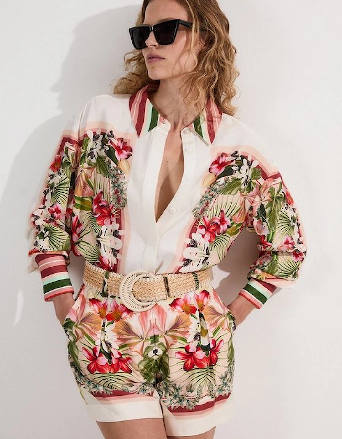 Mirrored Viscose Linen Floral Print Woven Shirt, 5 of 4