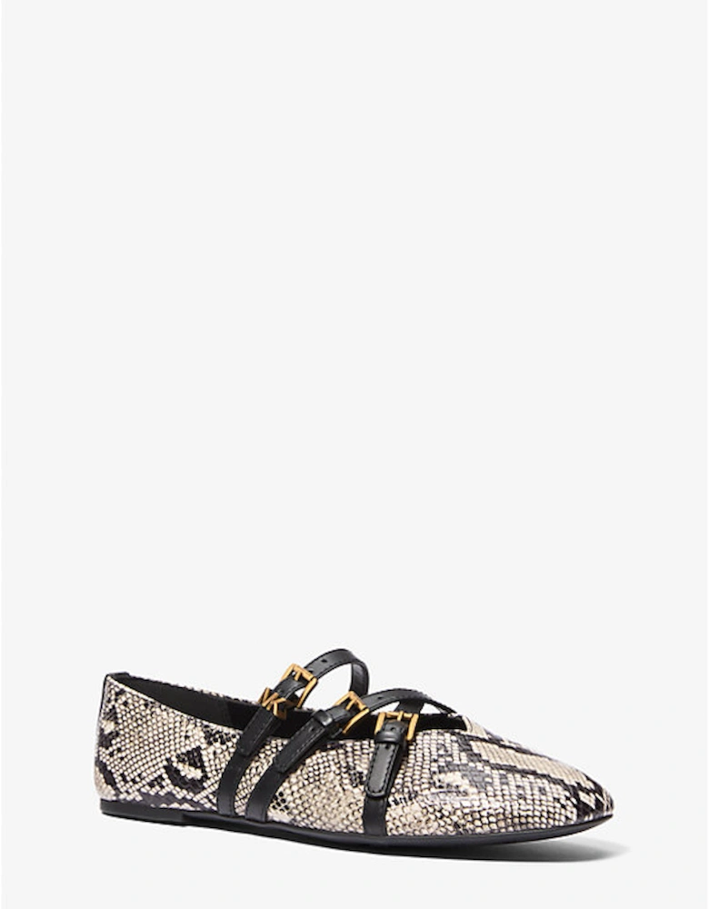 Indy Snake Embossed Leather Ballet Flat