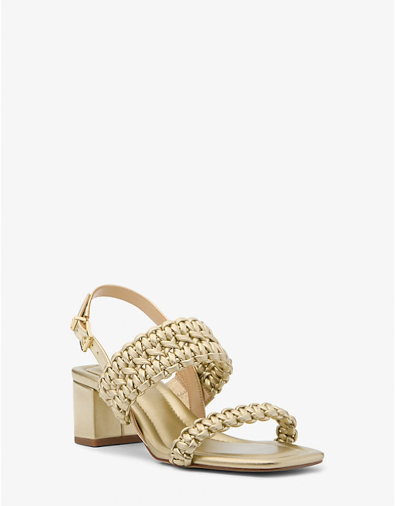 Audrina Metallic Woven Block Heel Sandal