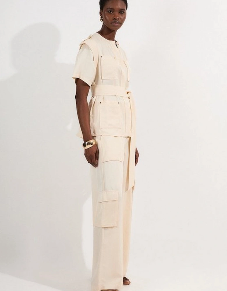 Linen Twill Top Stitch Woven Trouser