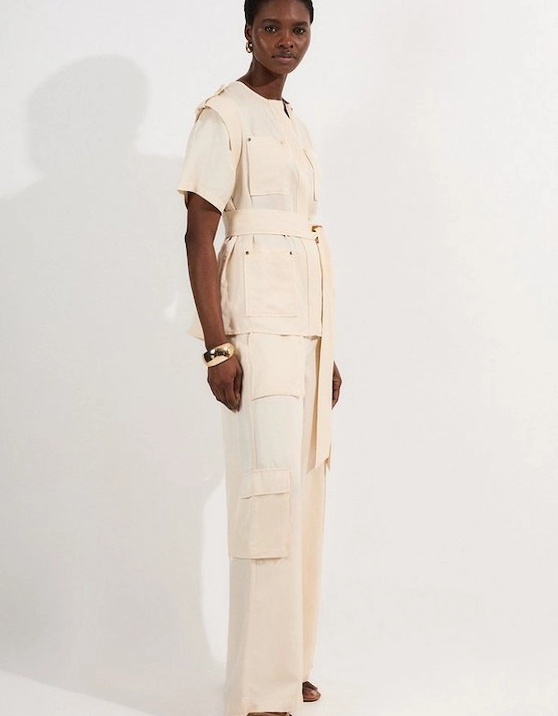 Linen Twill Top Stitch Woven Trouser, 4 of 3