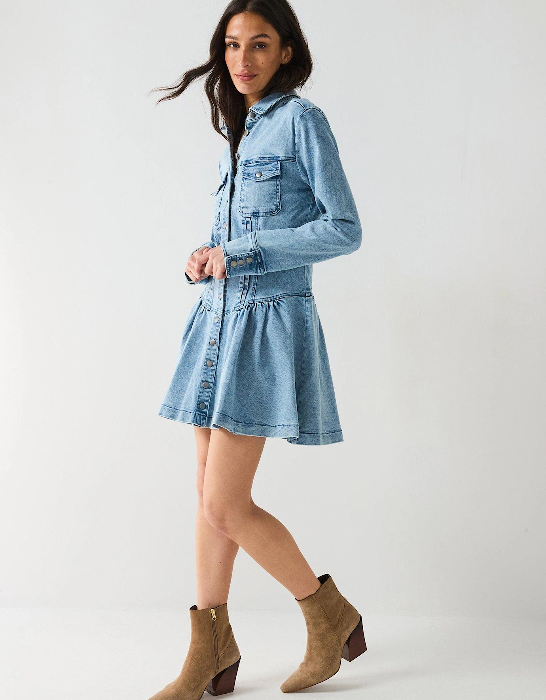 Roadhouse Mini Denim Dress - Blue