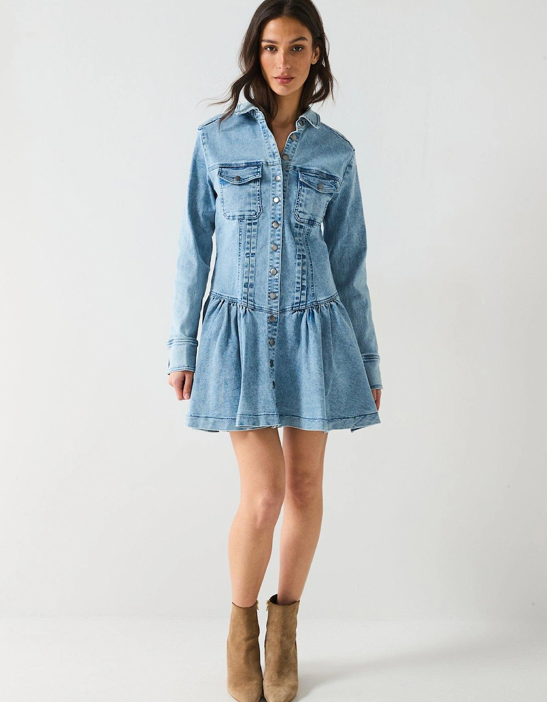 Roadhouse Mini Denim Dress - Blue