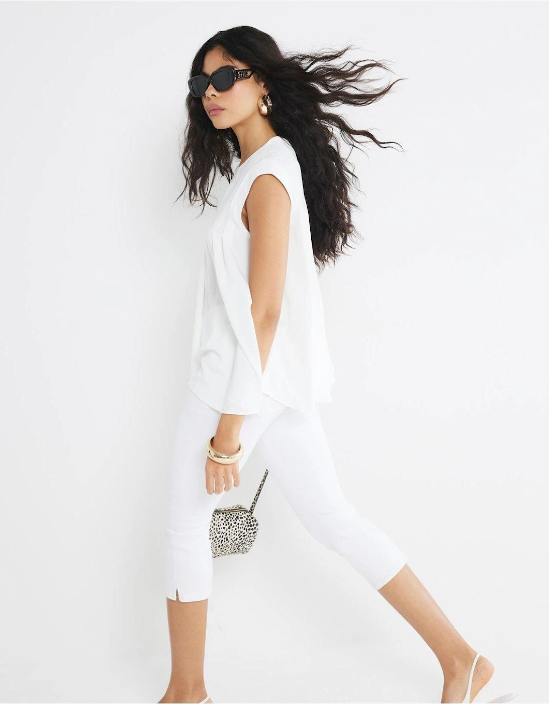Pleated Tank Top - White