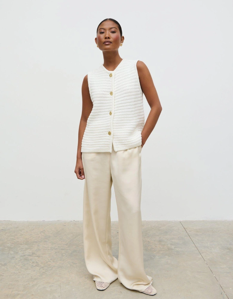 Frankie Crochet Knitted Waistcoat - Cream