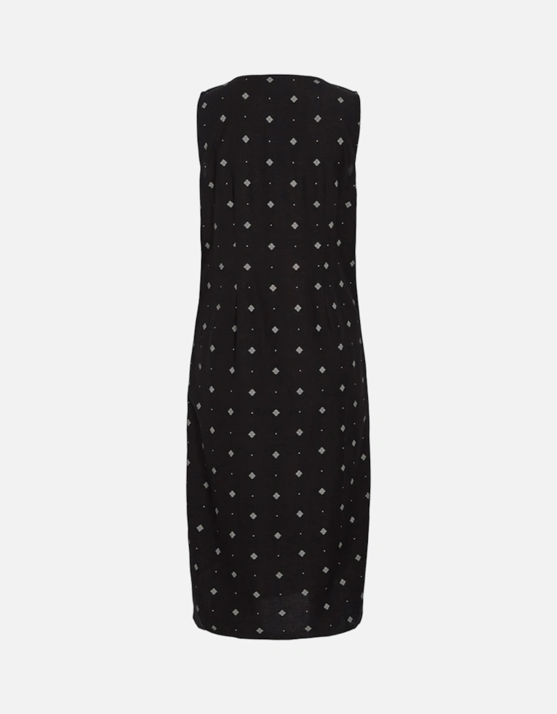 Prisilla Print Sleeveless Midi Dress Black Beauty White