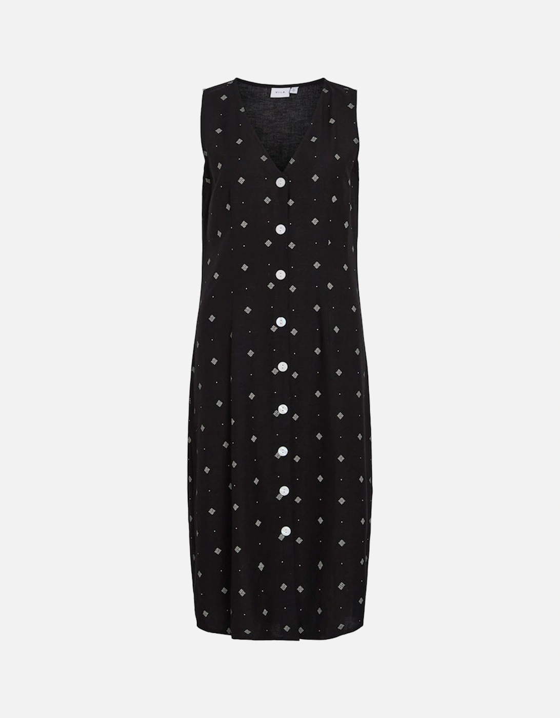 Prisilla Print Sleeveless Midi Dress Black Beauty White