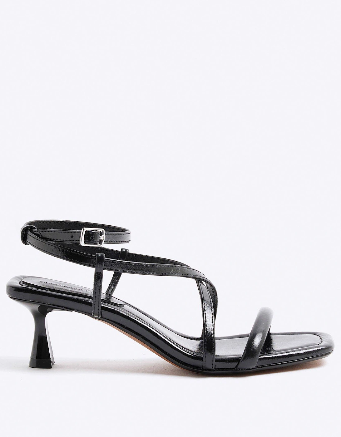 Kitten Heeled Strappy Sandals - Black