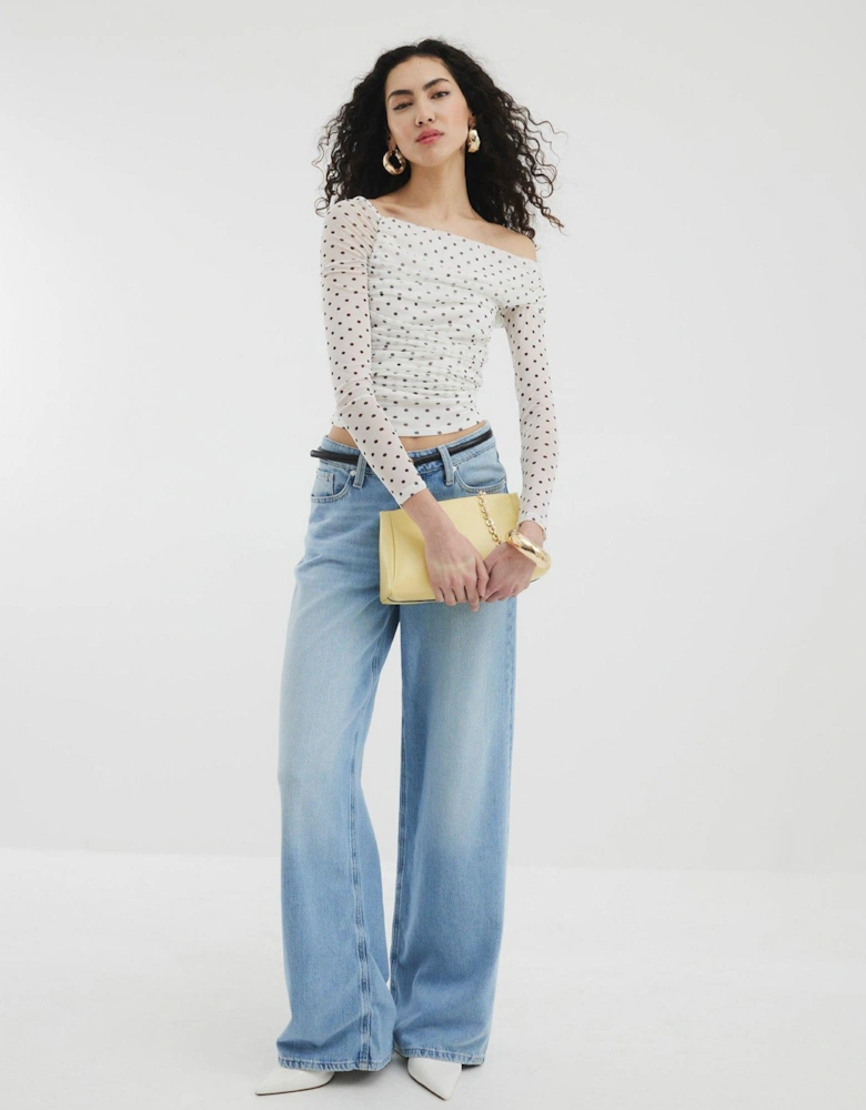 Asymmetric Mesh Top - Cream