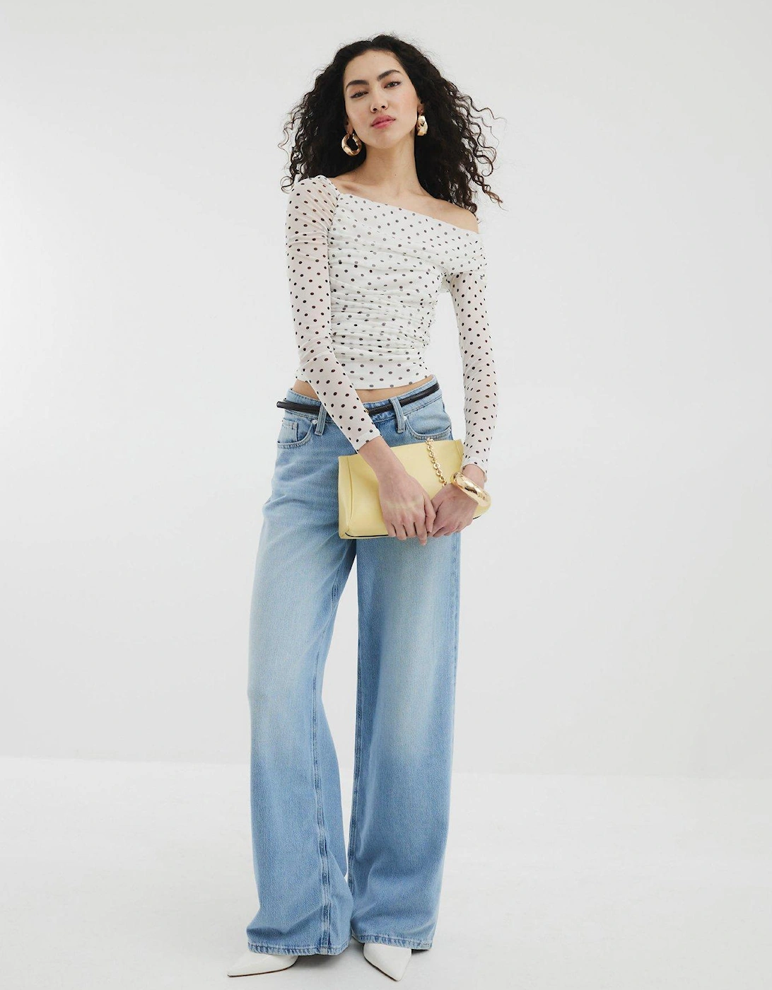 Asymmetric Mesh Top - Cream