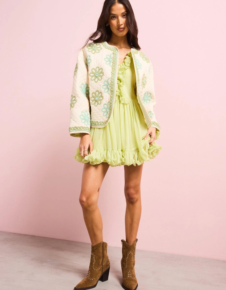 Ruffle Mini Dress - Green