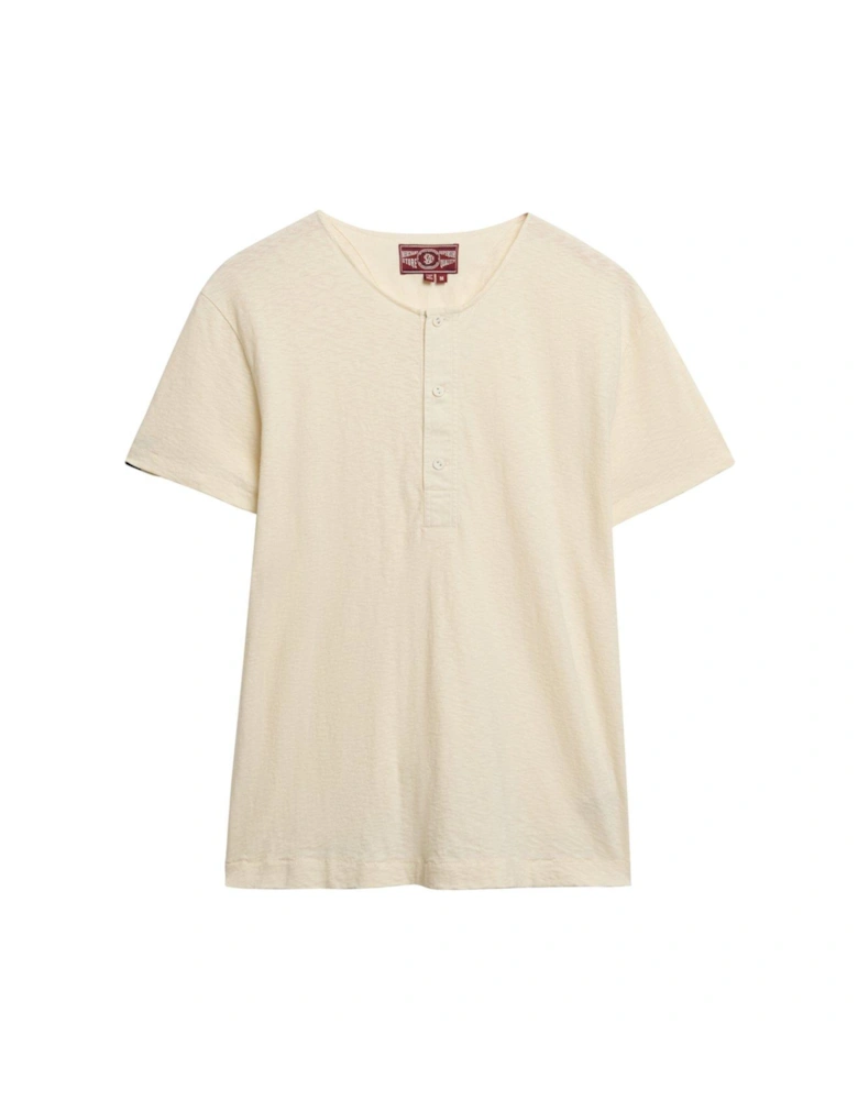 Merchant Short Sleeve Grandad Jersey T-Shirt - Cream