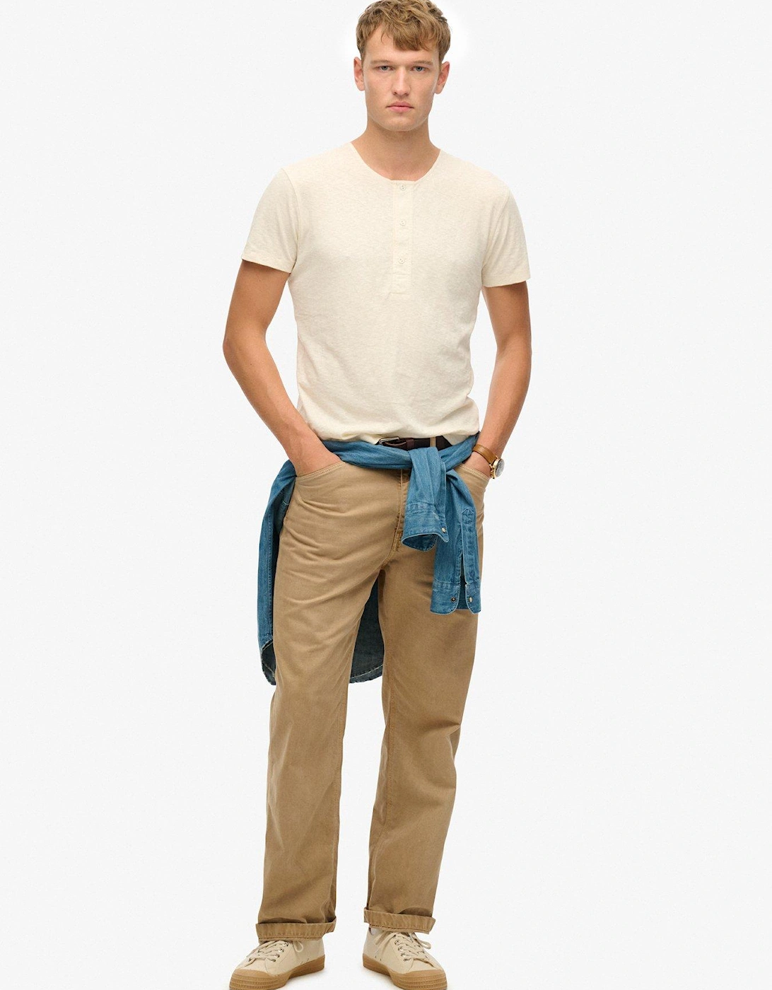 Merchant Short Sleeve Grandad Jersey T-Shirt - Cream